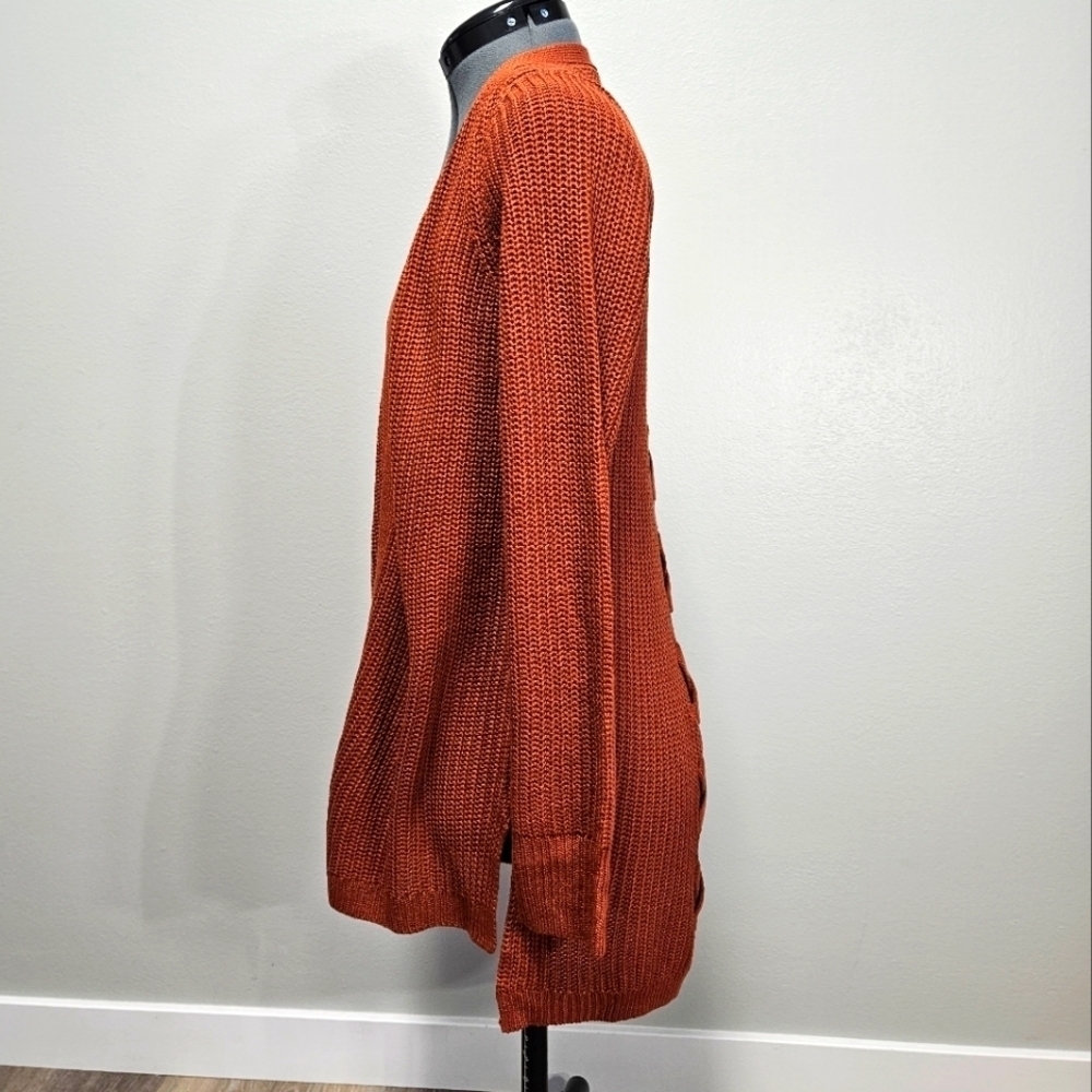 Pinque Stitch Fix Jamelya Rust Open Cardigan Back Detail Sweater Women's Small - Picture 3 of 11